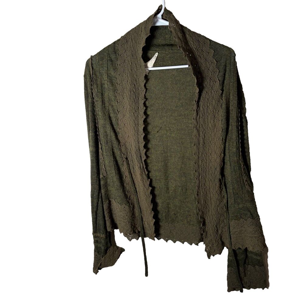 Sparrow Sweater Women's Large Merino Wool Alpaca Blend Green Cardigan Knit